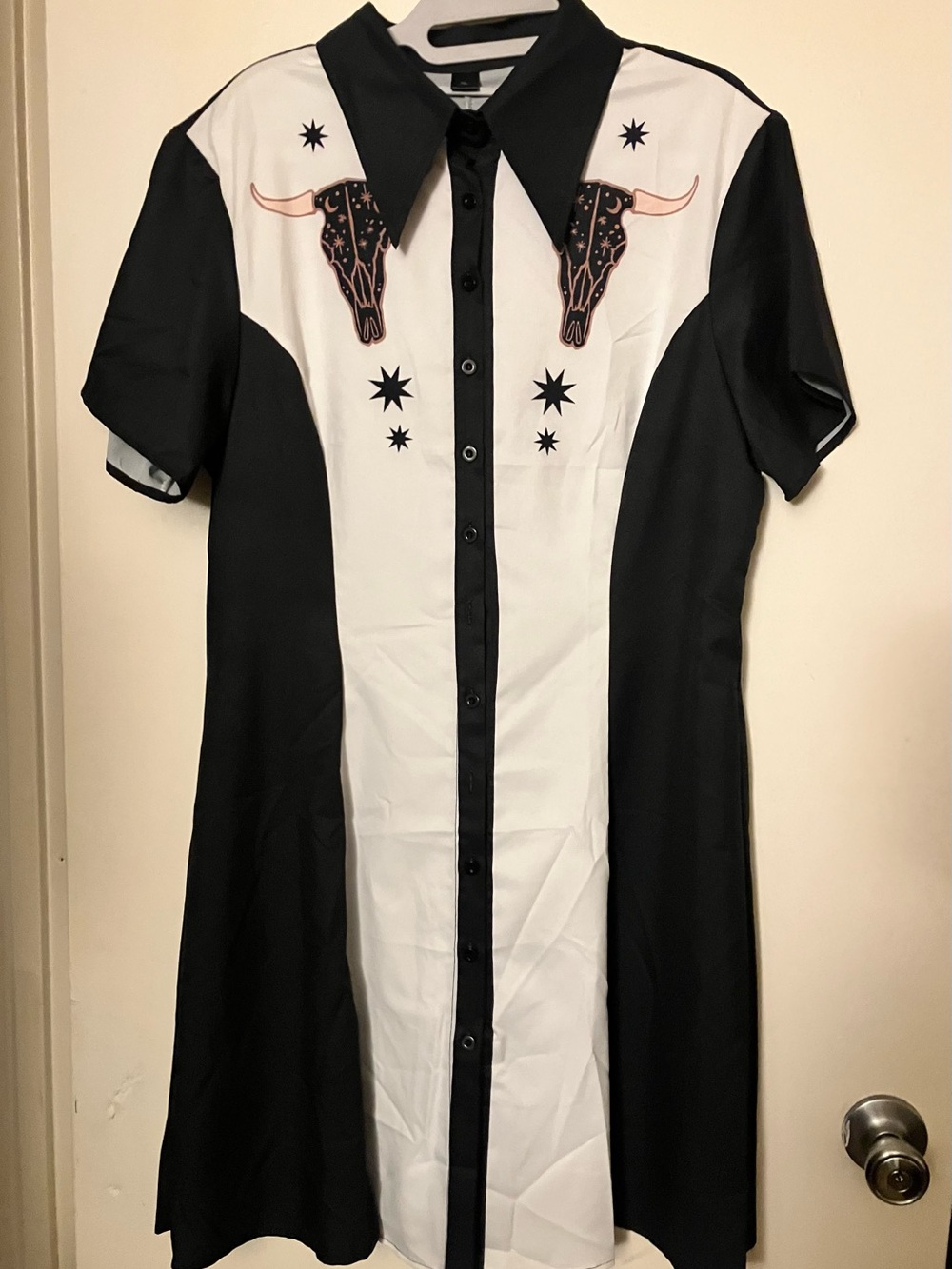 Rockabilly dress cow skull western button up